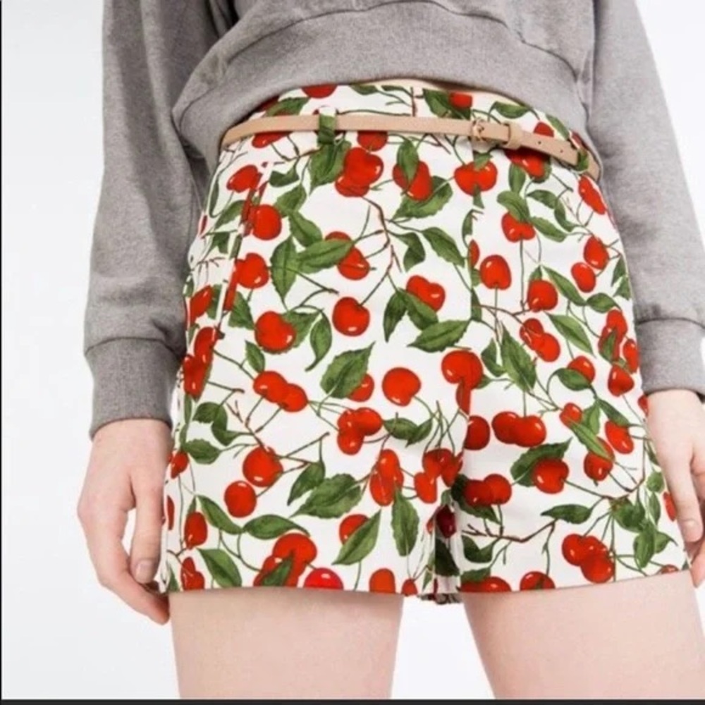 Zara Cherry Print cotton shorts